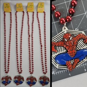 (4) Mardi Gras Bead Necklace - Spiderman